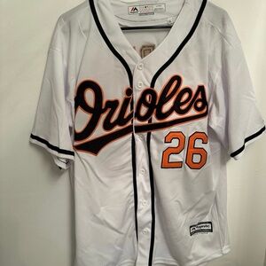 Majestic Orioles White Jersey with Black and Orange Accents